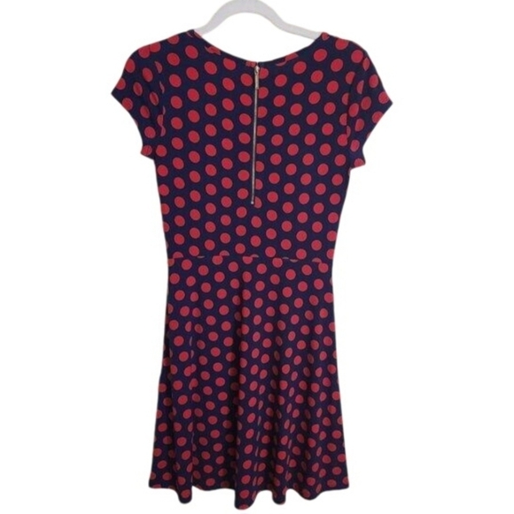Michael Michael Kors Navy Red Polka Dot Fit N Flare Jersey Dress Size XS - Picture 3 of 6